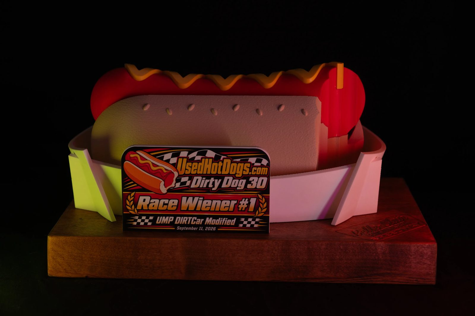 Hot dog trophy from the Dirty Dog 30