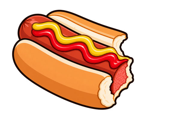 Hot dog with approximately half remaining