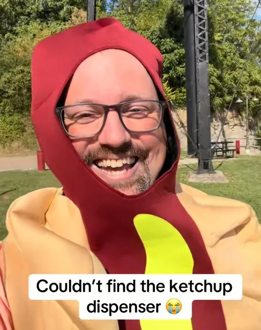 Our founder in a hot dog costume